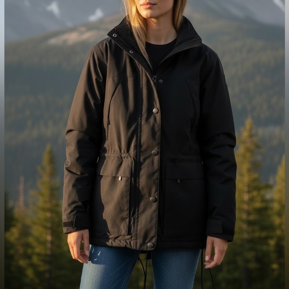 Eddie Bauer Black 100% Goose Down Insulated GORE-TEX Winter Puffer Coat Size SP
